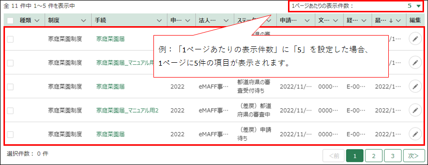 1ページ当たりの表示件数の変更 -Wiki｜農林水産省共通申請サービス